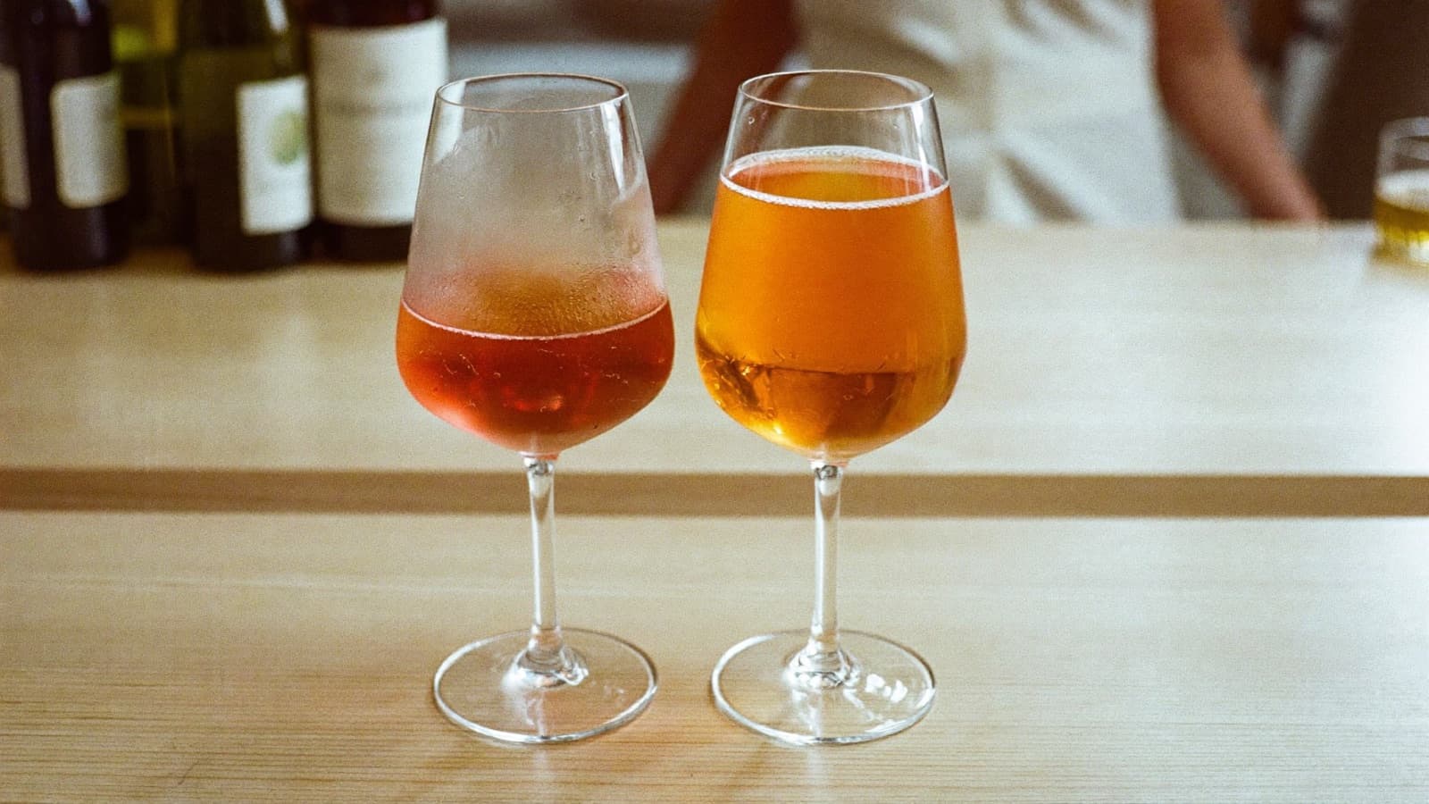 A modern wine bar lineup of a chilled red, an orange wine and a fizzing pét-nat